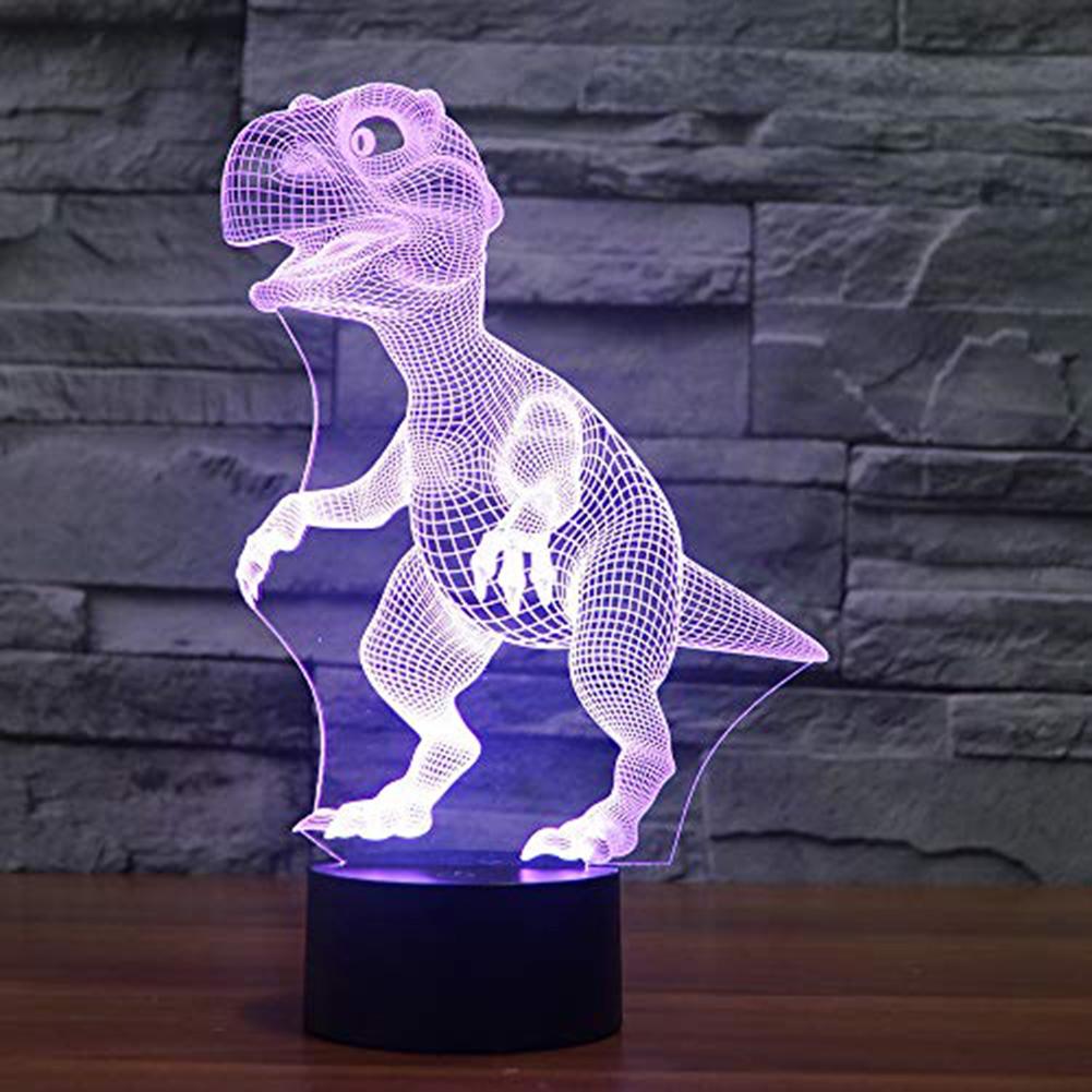 Lampada da notte a forma di dinosauro a LED colorata visiva 3D ornamenti per telecomando in acrilico con Base in ABS eccellente e resistente