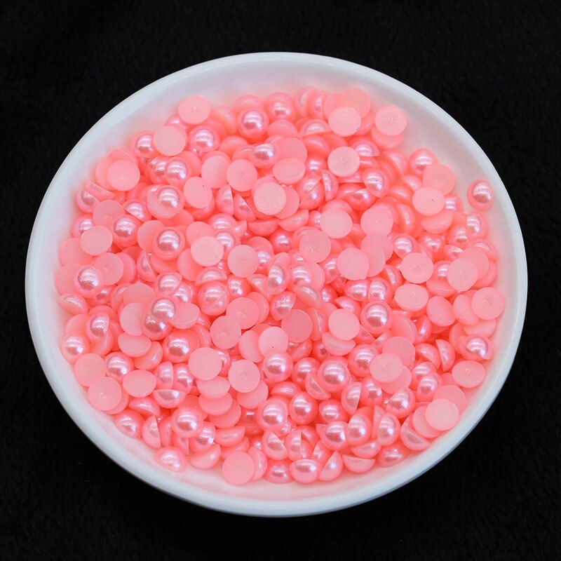2mm 5000 Uds. Perlas falsas de respaldo plano ABS-Ropa y costura de diamantes de imitación de perlas-Scrapbooking confección de tarjetas perlas: 11-Pink