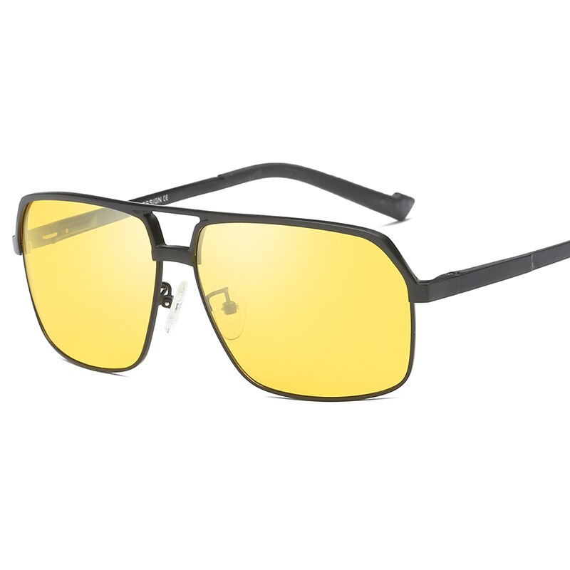 Yso nattesynsbriller mænd kvinder aluminium magnesium polariseret gul firkantet nattesyn beskyttelsesbriller til kørsel anti blænding 8549: Sort-gul