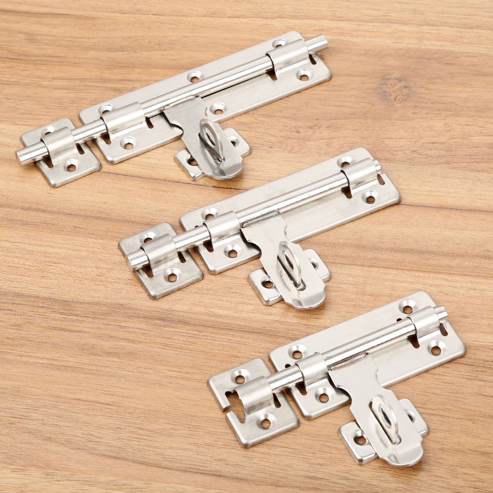 DRELD 4" 6" 8" Stainless Steel Door Latch Window Drawer Cupboard Lock Barrel Bolt Latch Padlock Clasp Set Furniture Hardware