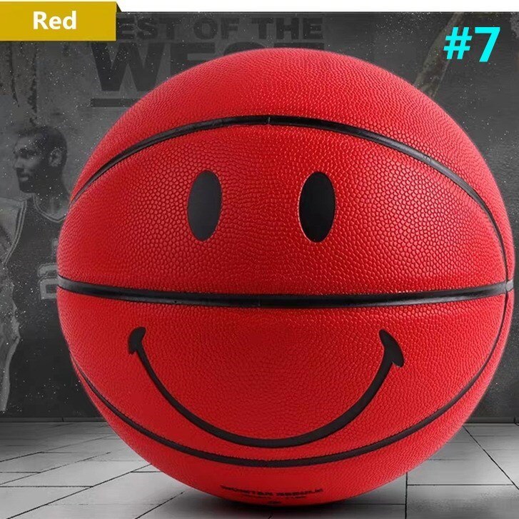 Men Youth 5#/7# Sports Basketball Smile Patterns Indoor Outdoor Training/Competition Basketballs Birthday: Size 7 Red