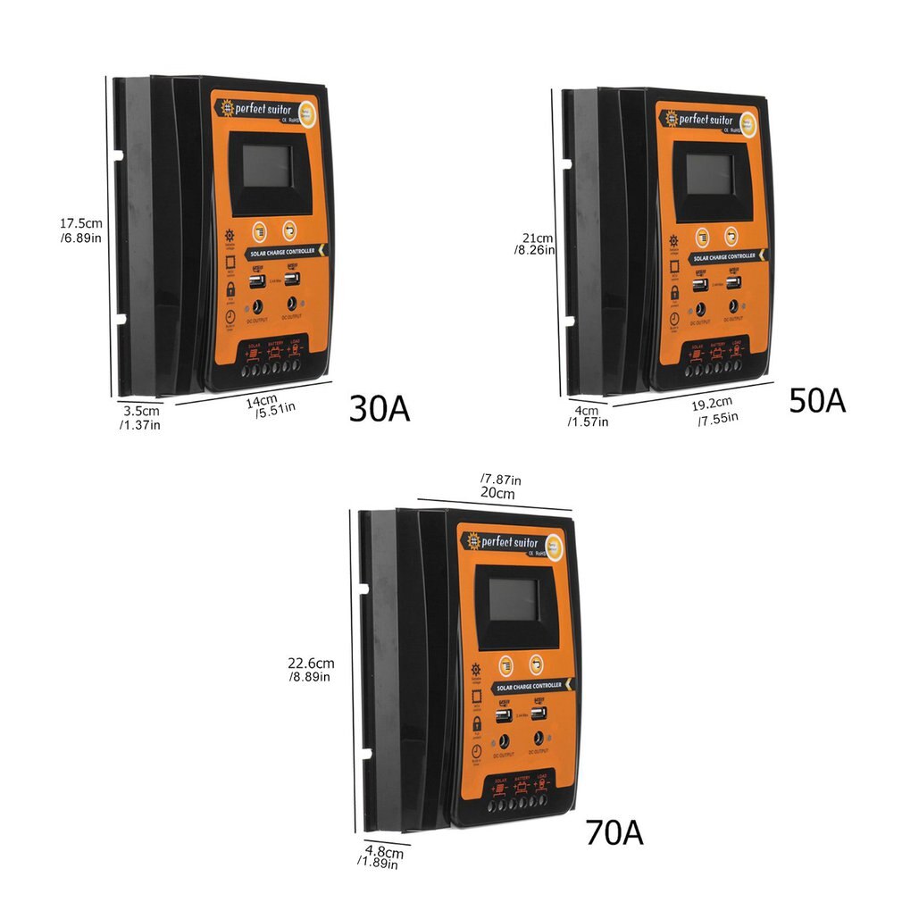 30a/50a/70a 12v 24v pwm automatisk solafladningsregulator med lcd-battericellepanelregulator pv hjem