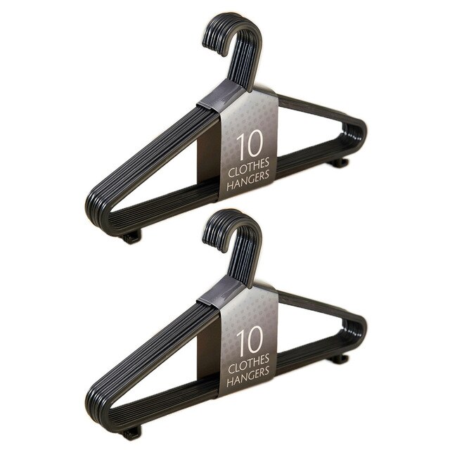 10/Pack Plastic Hanger for Clothes Space Saving Durable Standard Hangers for Garment Black Home Laundry Storage Drying Racks: 2 Pcs
