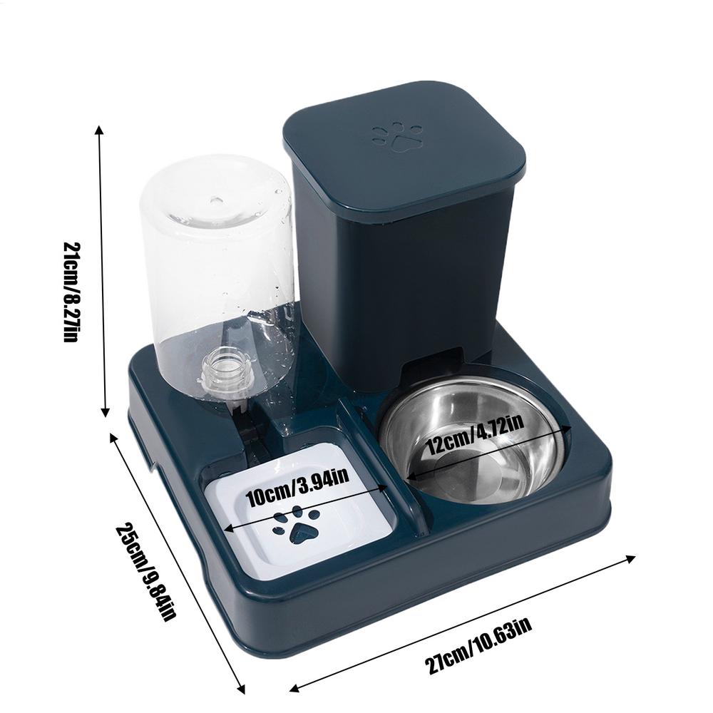 2-in-1 automatische voerbak voor huisdieren Kattenvoerbak en waterdispenser Draagbare automatische voerbak Antislip voerbak Dierbenodigdheden voor kat Hond: Blauw