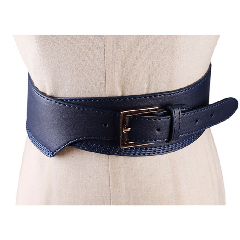 104cm pu læder bredt bælte unisex ensfarvet krop korset talje bælte guld pin spænde luksus jeans kjole dekorative linning
