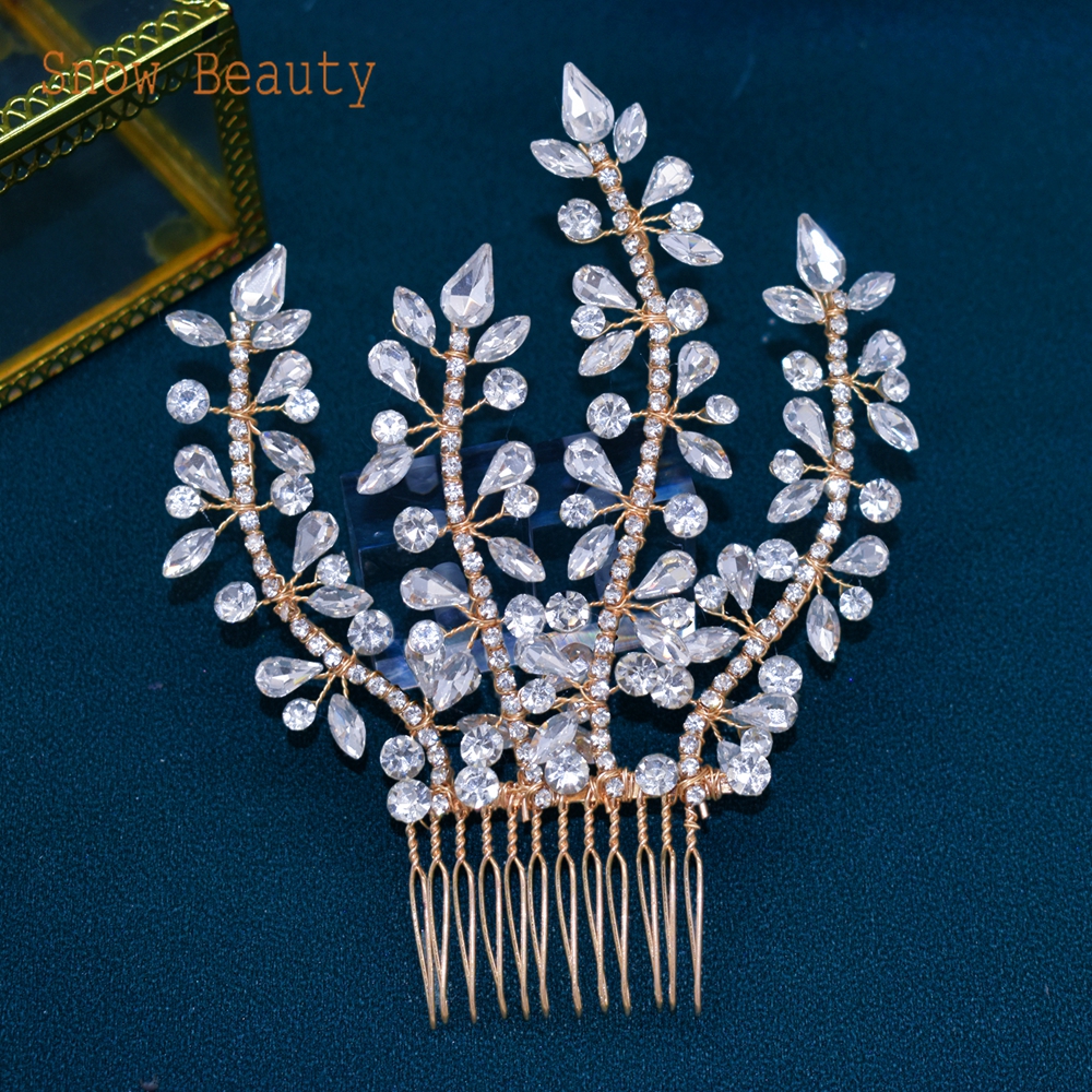 A422 pieza de pelo de novia de plata, diademas de boda brillantes, Tiaras hechas a mano, accesorios para el cabello de boda, joyería para la cabeza, tocado de novia: Gris