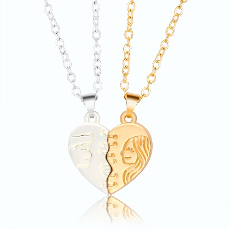 2 pieces 2 in 1 tai chi yin yang magnetic attraction necklace magnet couple friendship necklaces pendant valentine's day jewelry: B -01