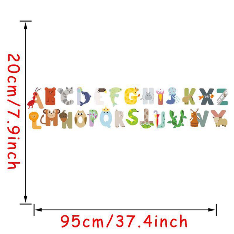 1pc Self-Adhesive Educational ABC Stickers Alphabet Decals Cartoon Letters Stickers Animal Wall Decals For Nursery Kids