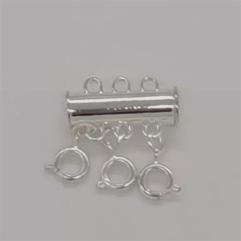 Gelaagde Ketting Spacer Sluiting, Magnetische Slide Sluiting Slot Ketting Connector Multi Strengen Schuif Tube Sluitingen: 3 rows silver