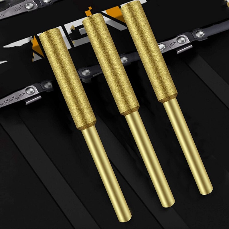 Elektrische Kettingzaag Ketting Puntenslijper Kit, 10Pc Titanium Plated Diamant Slijpen Wielen, hoge Hardheid 3/16Inch Bestanden