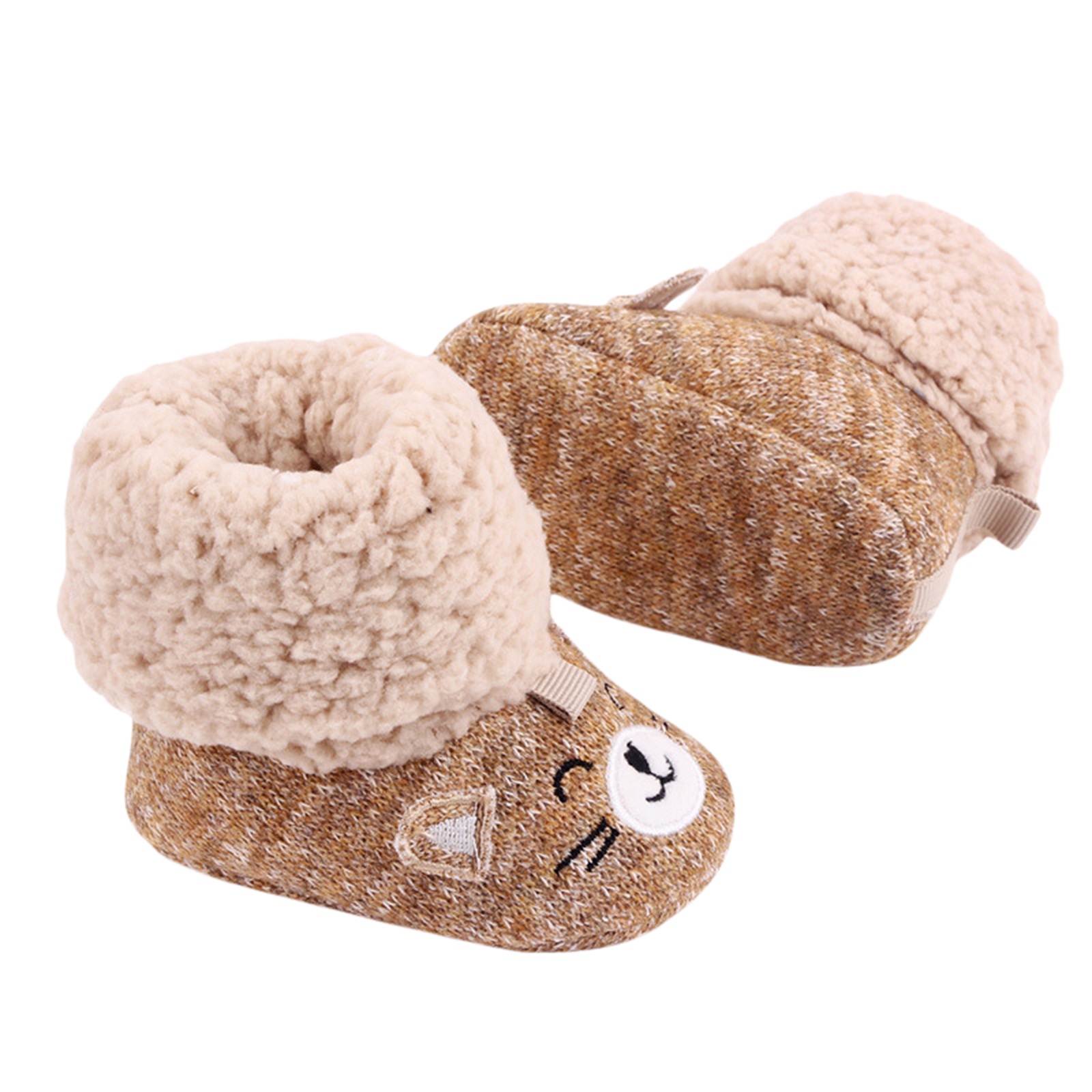 Babyschuhe, flauschig und #39 , mit kleinem bärenmuster, lang geschnitten, warm und mit weicher sohle, Ideal für partys und fotoshootings.