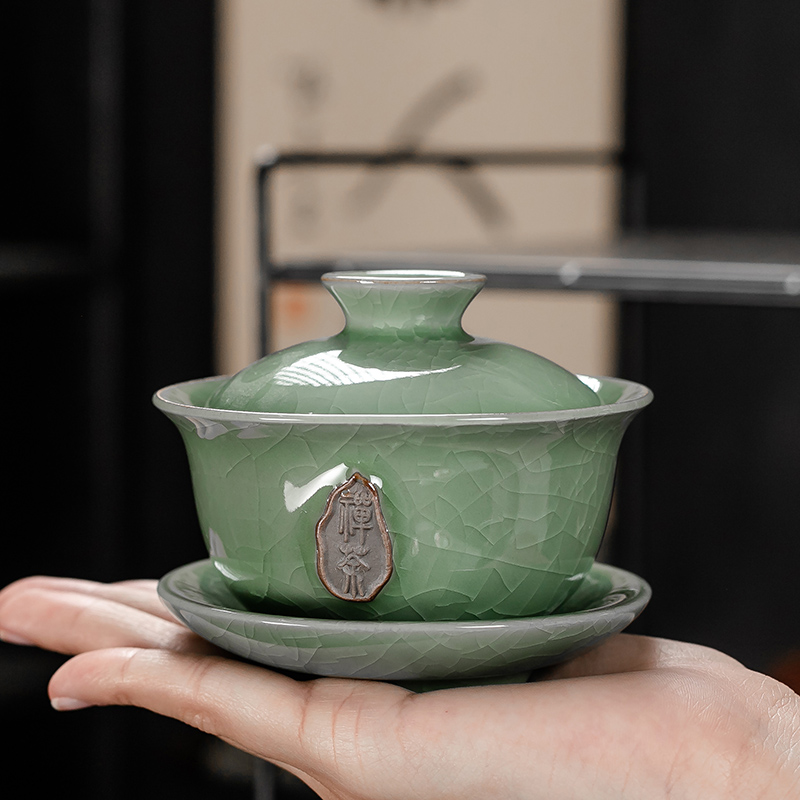 Dehua biała porcelana Gaiwan duży ceramiczny niebieski i biały Sancai przykrywka do filiżanki pojedyncza filiżanka Jingdezhen zestaw do parzenia herbaty