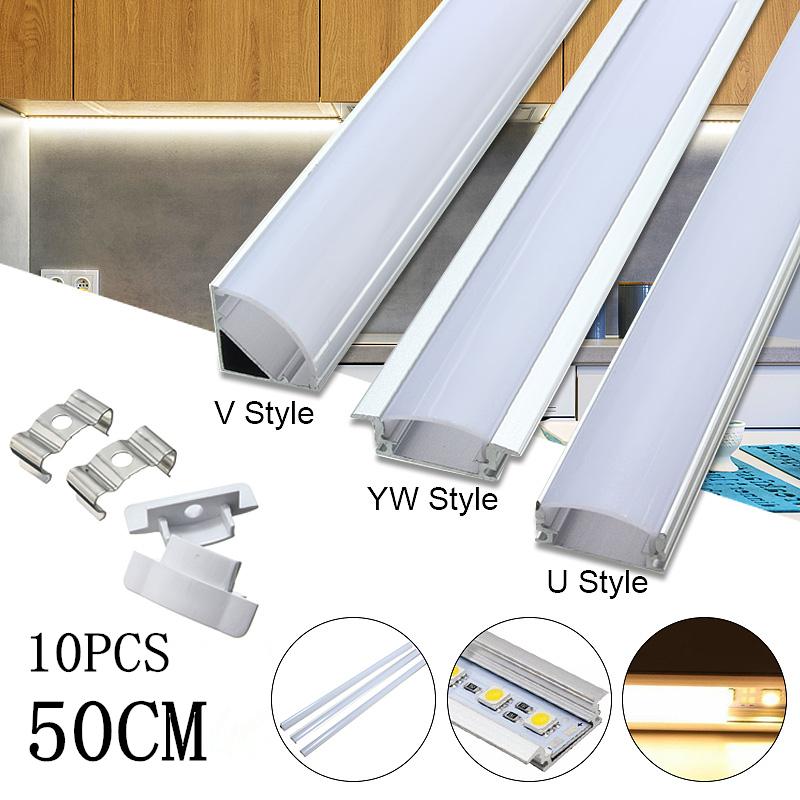 10 PCS 30/50 cm LED Bar Lichten Aluminium Kanaal Houder Cover End Up Verlichting Accessoires U/V /YW-Stijl Vormige Voor LED Strip Licht