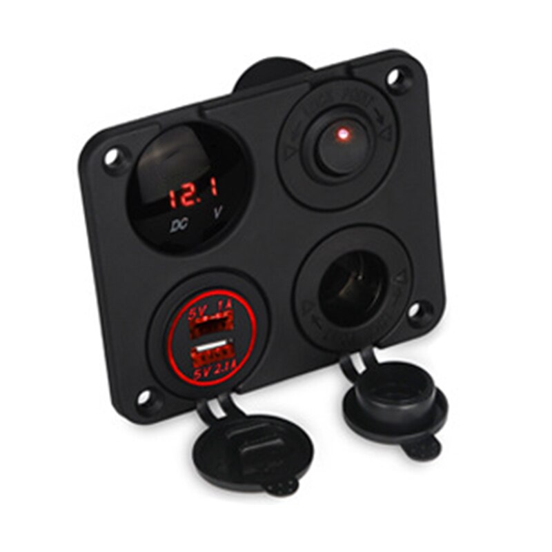 Voltmeter Switch Panel Voor Voertuig Auto Boot Motor Thuis Dc 12V-24V Auto Boot Sigarettenaansteker dual Usb Charger