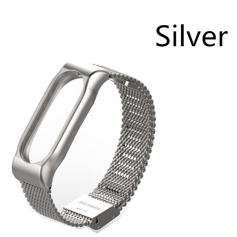 Pulsera de Metal Mijobs Mi Band 2 para Xiaomi Mi Band 2, pulsera de acero inoxidable sin tornillos, accesorios de repuesto: Silver 0