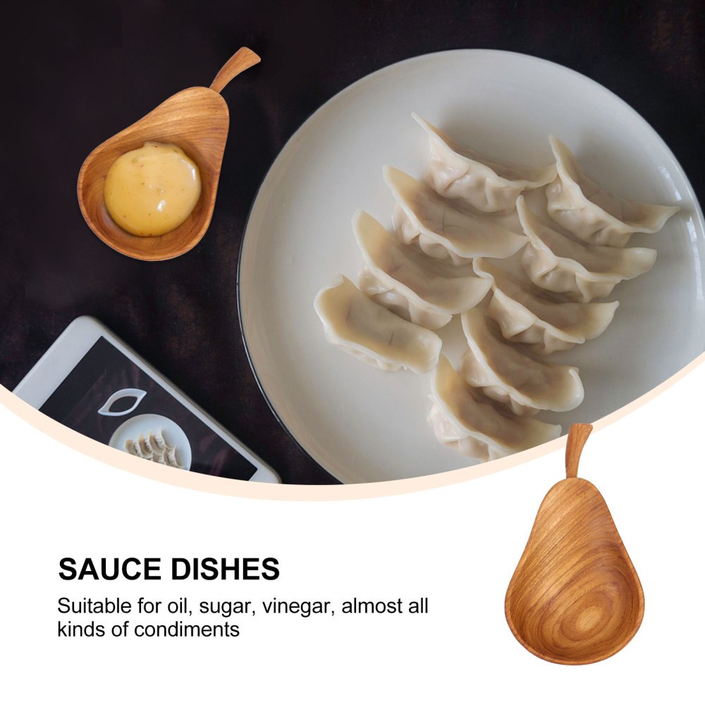 Wooden Sauce Dish Practical Sauce Dish Restaurant Pear-shaped Sauce Plate