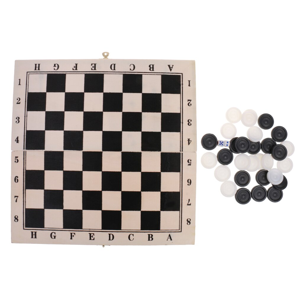 Zugluft Checkers Set in Falten Bord Holz Fall 29,5 cm 64 bereichen