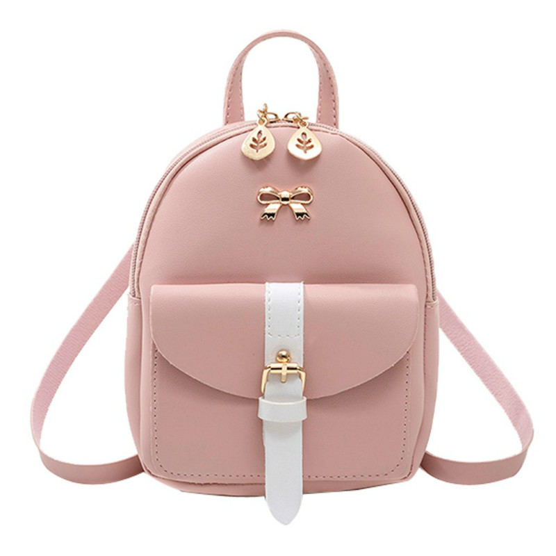 luxe cuir PU Kawaii mignon sac sacs à dos femmes Mini sac à dos boucle douce sacs d'école pour filles nœud-noeud pochette