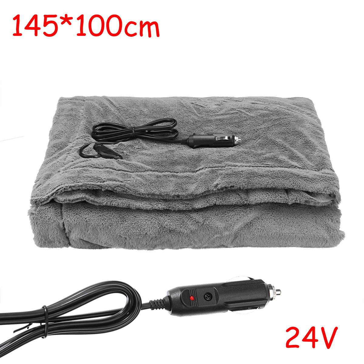 145x 100cm 150150*1 100cm Auto Heizung Decke Winter Beheizt 12V/24V Warme Auto elektrische Vlies Decke Für Auto Konstante Temperatur: 145X100cm 24V  grau