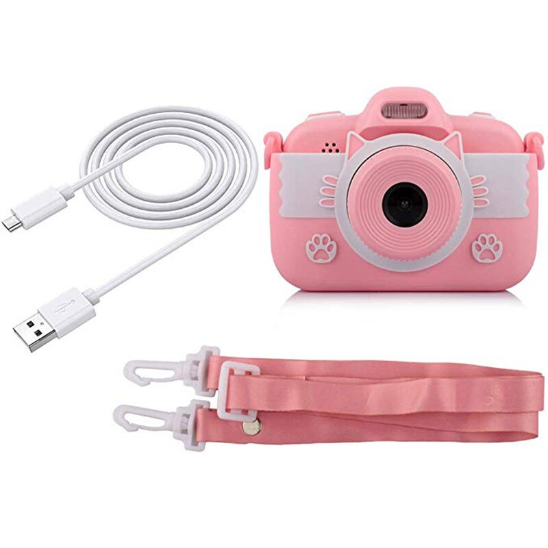Kids Toys Camera for Girls Mini Cartoon Shockproof Silicone Case Rechargeable Child Camcorder Aged 3-12 Pink Camera(Not In: Default Title