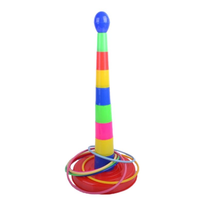 18" Colorful Plastic Sport Ring Toss Game Set for Kids