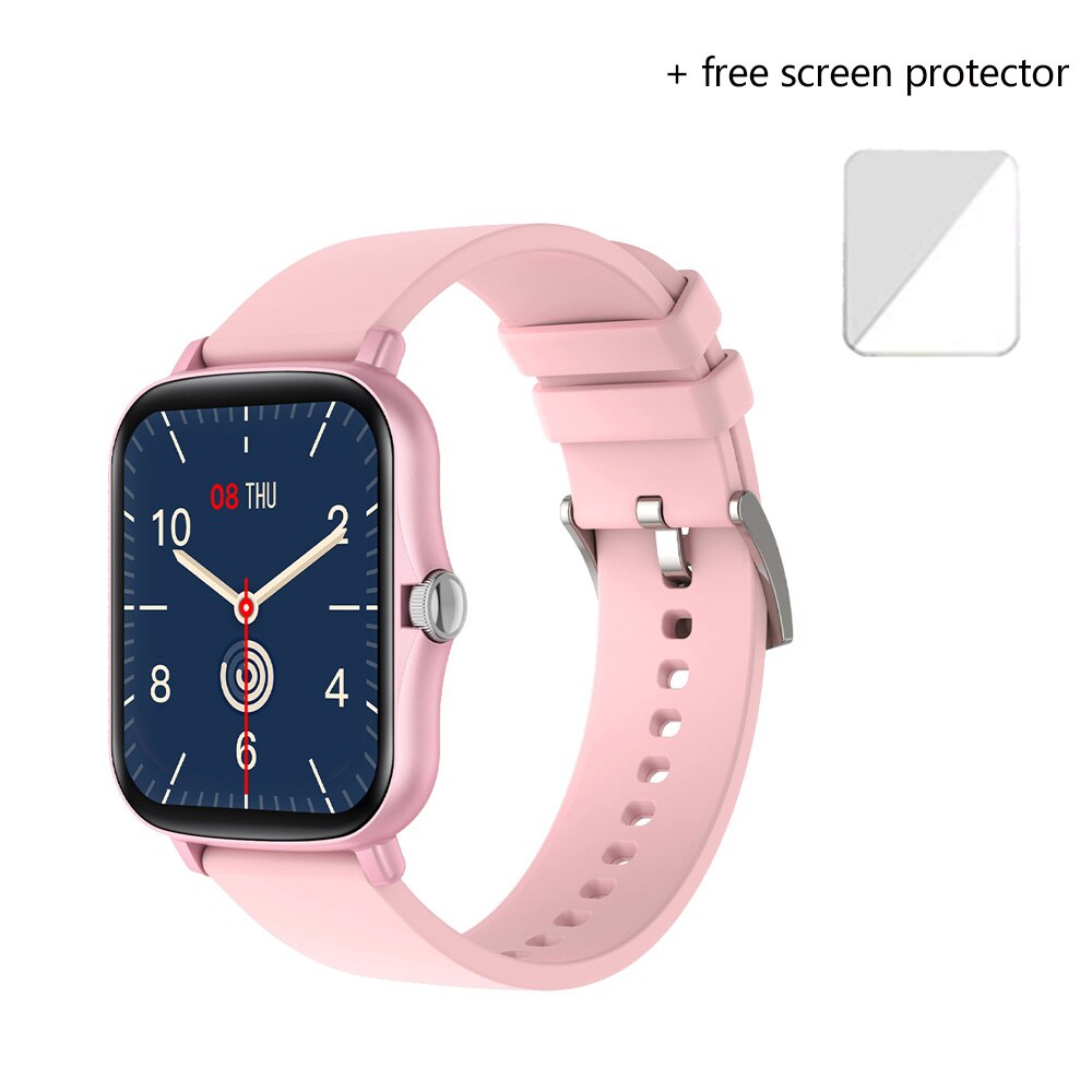 Reloj inteligente Y20 P8 Plus para hombre y mujer, dispositivo completamente táctil de 1,7 pulgadas, resistente al agua IP67, GTS 2, Android e IOS: Pink