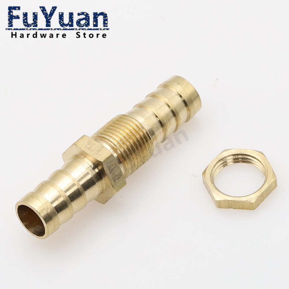 Raccord de Tube barbelé en laiton pour cloison 6/810/12/14/16/19mm, adaptateur de connecteur de coupleur de Tube barbelé pour carburant, gaz, eau, cuivre, 1 pièce