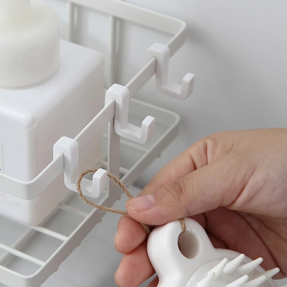 Bathroom Shelf Above Toilet Water Tank Reusable Heavy Duty Kitchen Bathroom Toliet Shelf Iron Storage Rack Hook Organizer Home