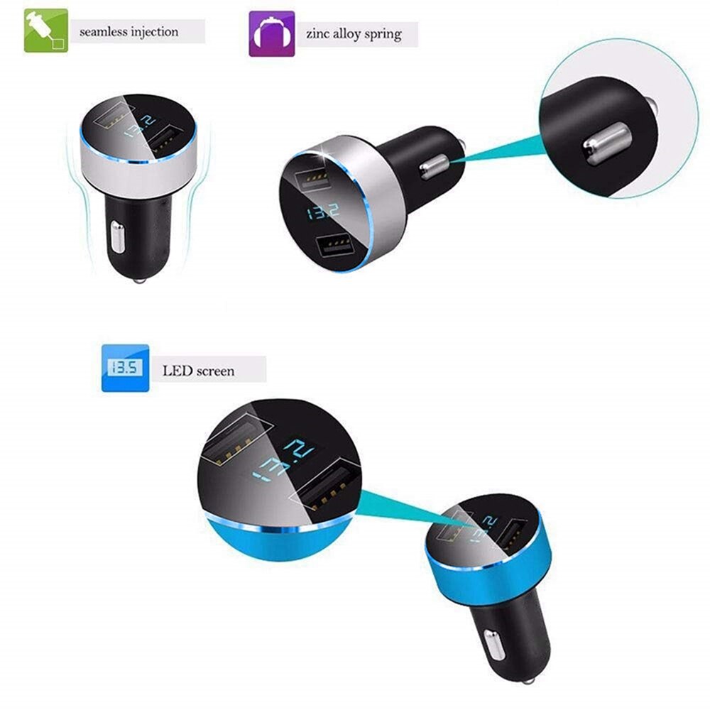 Cargador de coche USB Dual 3.1A 5V con pantalla LED cargador de coche Universal para Xiaomi Samsung S8 iPhone X 8 Plus Tablet