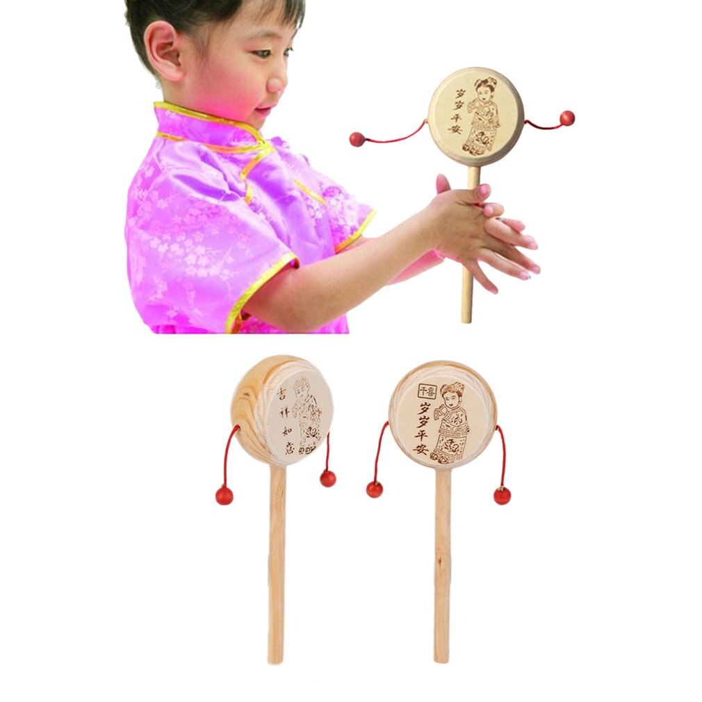 ! Baby Kids Child Wood Rattle Drum Instrument Child Musical Toy Chinese Styles