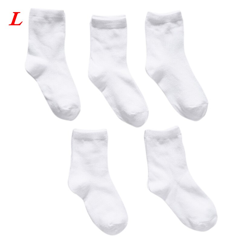 5 Paare freundlicher Reinem Weiß Socke Baby Junge Mädchen Solide Atmungsaktive Baumwolle Sport Frühling: L