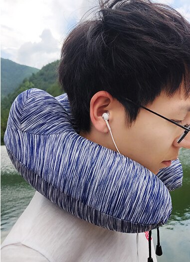 Ergonomisk u-formet oppustelig rejsepude bil fly tog nakkepude rejse behagelige puder til søvn