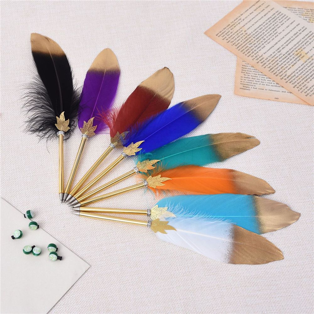 1 Pc Gouden Veer Balpen Kawaii Student Schrijven Pen Creatieve Elegante Bruiloft Handtekening Pen Verjaardag Kerstcadeaus