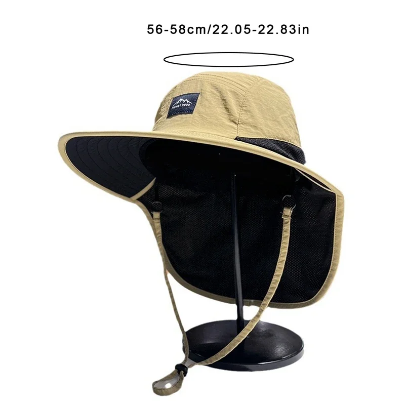 Unisex Summer Wide Brim Waterproof and Quick-drying Panama Caps Outdoor Visor Bucket Hats Mesh Breathable Sun Hat with Neck Flap