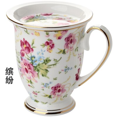 Koffie Mok Met Deksel 300Ml Wit Bone China Porselein Thee Kopjes Met Deksel Luxe Dessert Schotel Engeland Middag thee Mok: 3