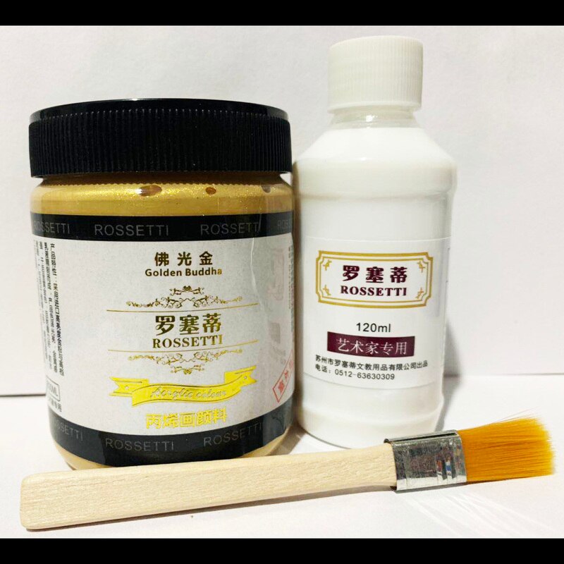 Pintura acrílica dorada de 300ml, estatua de Buda de alta gama para exteriores, resistente al agua, pintura dorada con brillo, pintura acrílica pintada artesanal: as pic
