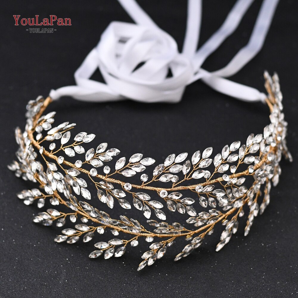 Youlapan  sh308- g gouden strass riem bruidsriem sjerp trouwjurk riem kristal applicatie voor bruidsmeisjesjurk jurk riem: Wit lint