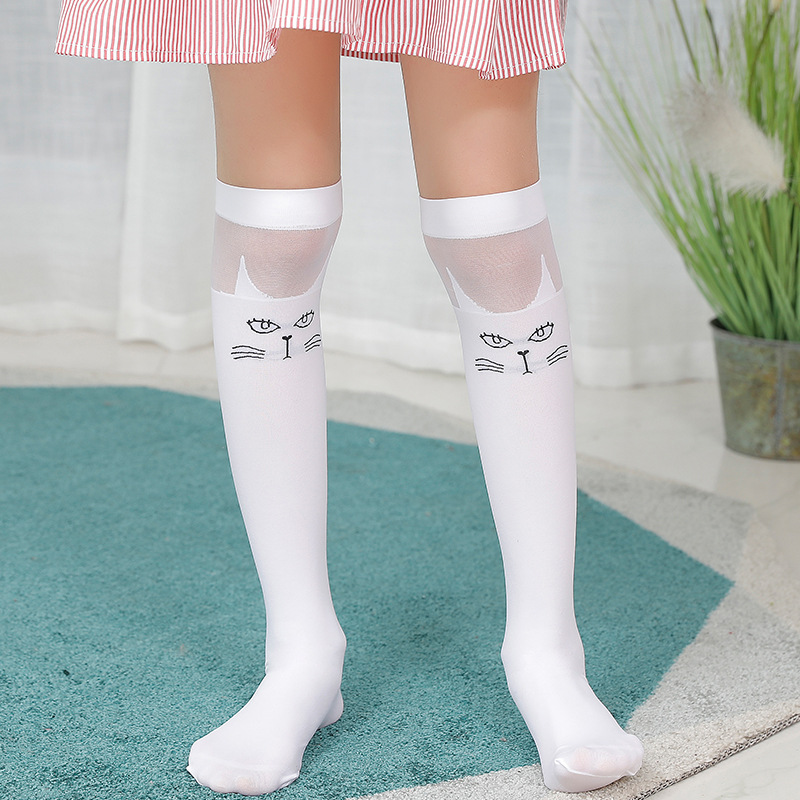 3-12Y Spring Summer Girls Cute Student School Thick Socks Kid Stockings Children Velvet Knee High Long Solid White Stripe Thighs: 3