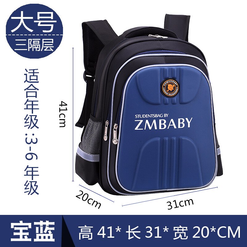Wasserdichte schulranzen für jungen und mädchen der 1-3-6. klasse, orthopädische schulrucksäcke, grundschulranzen: Groß blau