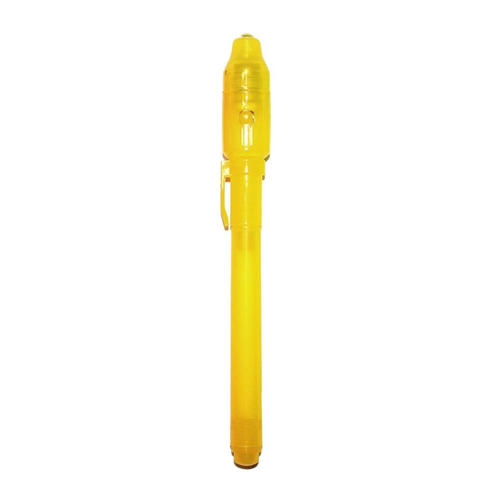 1PC 2 in 1 Magic Luminous Light Pen UV Drawing Invisible Ink Pen Kids Writing Learning Educational Lighting Toys: Yellow