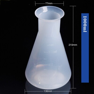 4pcs/set Plastic conical flask Measuring Triangle flask Wide mouth plastic shaker laboratory Kitchen (50ml,100ml,500ml,1000ml)