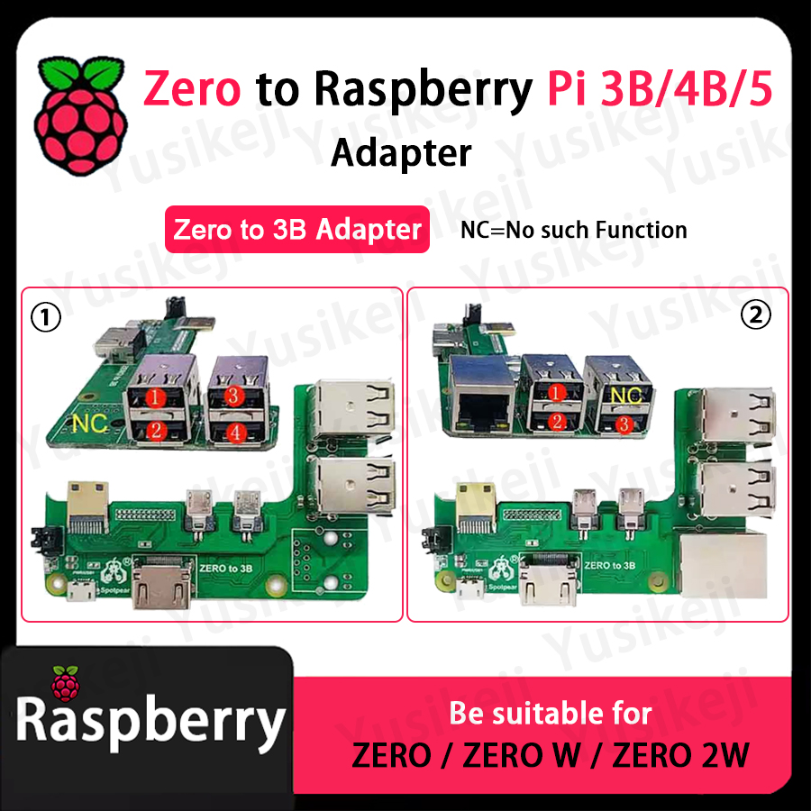 Raspberry Pi Zero naar Raspberry Pi 3B/4B/5 adapter, ZERO ZERO W ZERO 2W adapter, Raspberry Pi-adapter