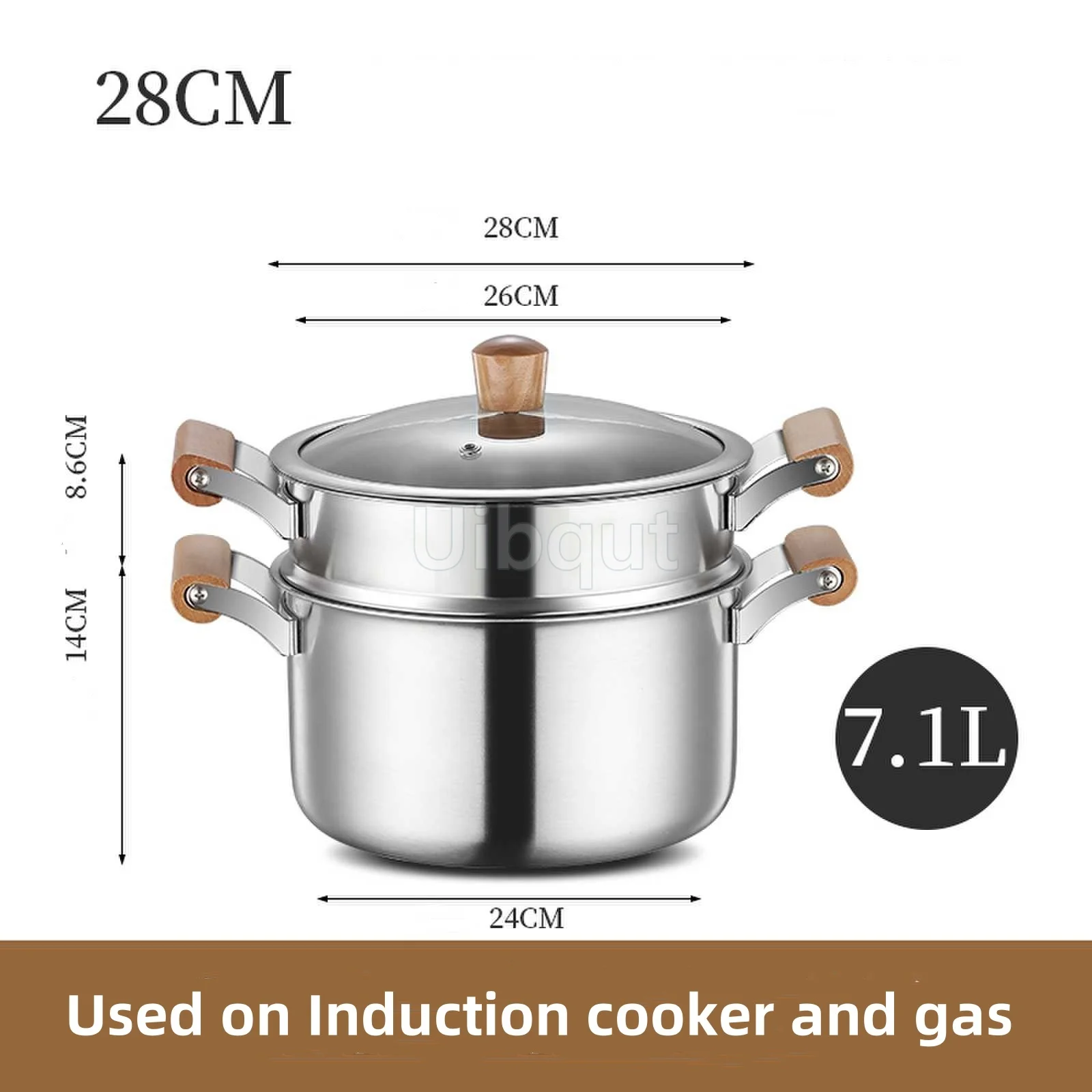 BESTCOOKING Kochtopf Edelstahl mit Glasdeckel 5,2 L 24 cm Topf Kochen