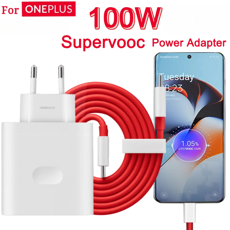 Chargeurs rapides SuperVOOC 100W pour OnePlus 13 12 11 10 Pro Nord CE4 CE3 Lite OPPO Realme avec câble USB Type C de 1M