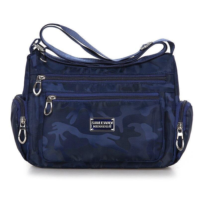 Camouflag Mode Vrouwen Schoudertas Messenger Bag Waterdichte Nylon Oxford Crossbody Tas Handtassen Grote Capaciteit Reistassen: Blauw