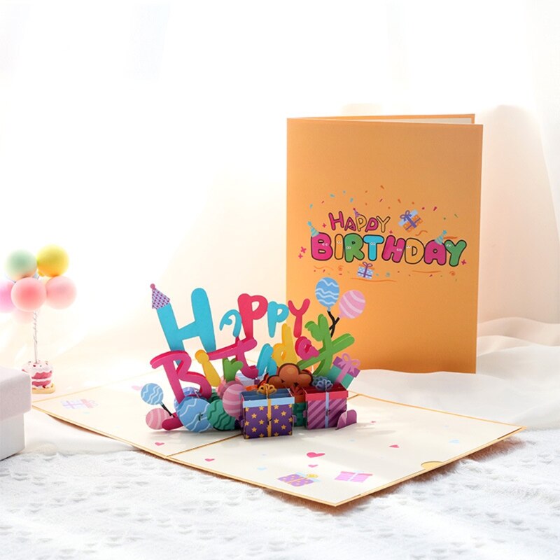 Great Cards Presents for Families Partner Classmates Birthday Greeting Small Kits 3D Greet Cards 15cm Width