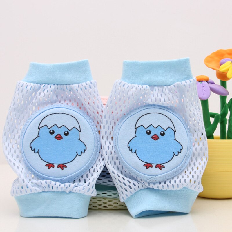 Baby Knee Pads Cartoon Baby Safety Crawling Elbow Cushion Toddlers Knee Pads Protective Gear: Blue-Chicken