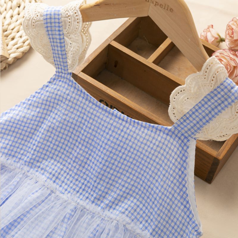 Meisjes Jurken Peuter Meisje Jurken Kinderen Kleding Meisje Jurk Meisjes Zomer Mesh Plaid Sling Dress Party Jurken Voor Meisjes