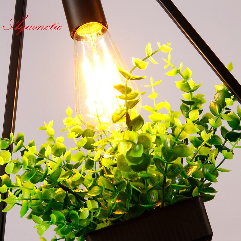 Aqumotic bondehus hængende lysekroneholder 1 stk grøn plante lampeskærm kunst metallisk lampeskærm moderne lysekrone