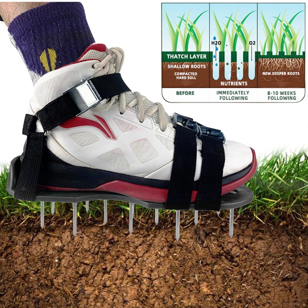 Chaussures d'aérateur de pelouse chaussures d'aération de pelouse avec des pointes chaussures de pelouse résistantes pour le sol de cour de jardin de prairie améliorant la pelouse